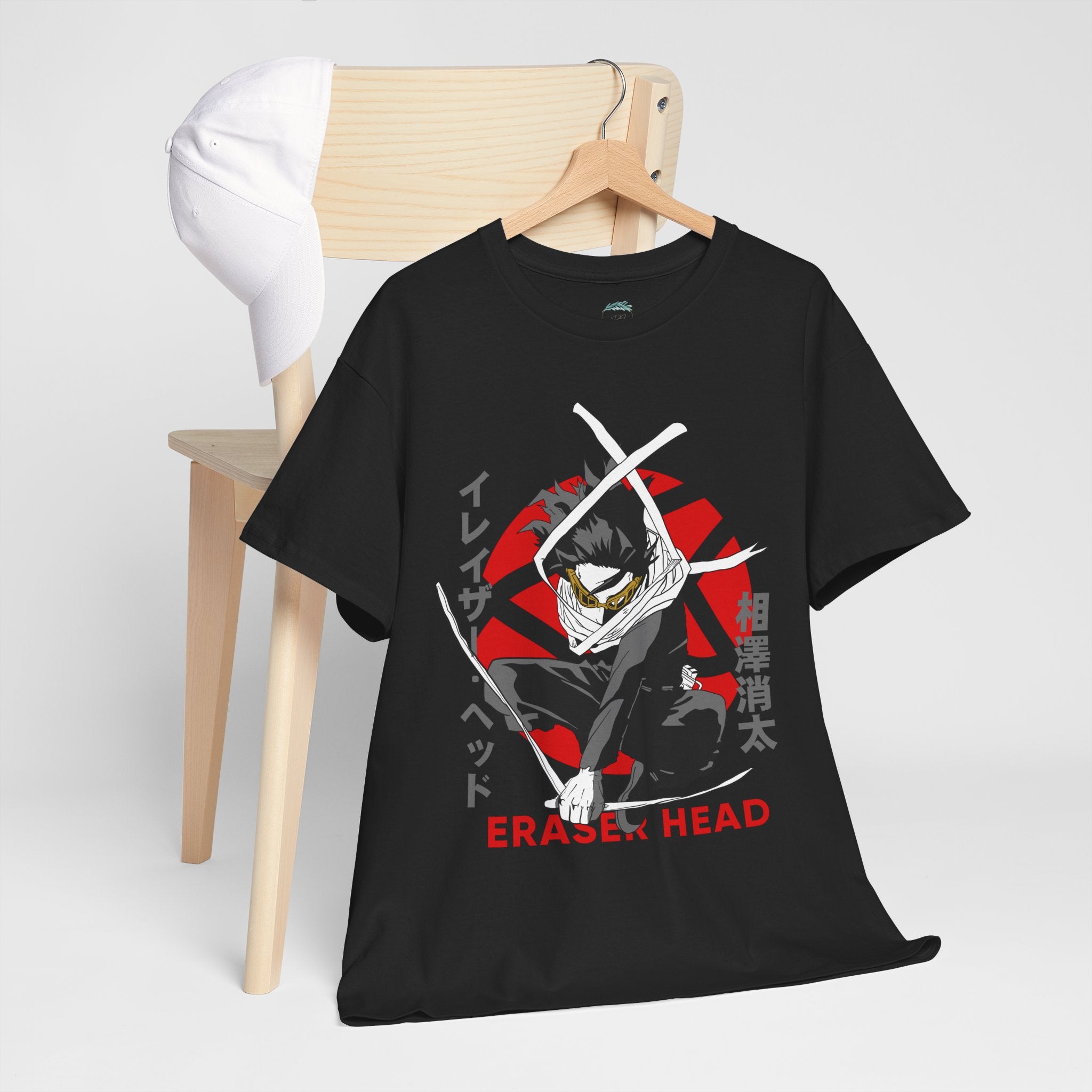 Eraser Head Anime Graphic Tee — Japanese Text Hero Design My hero academia