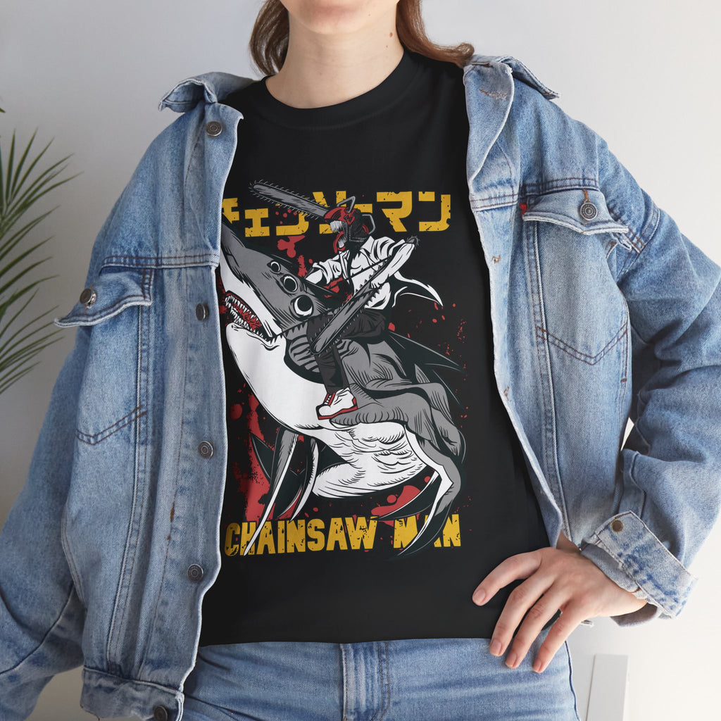 Chainsaw Man Graphic Tee — Anime Devil Hunter Shirt (Japanese Text)