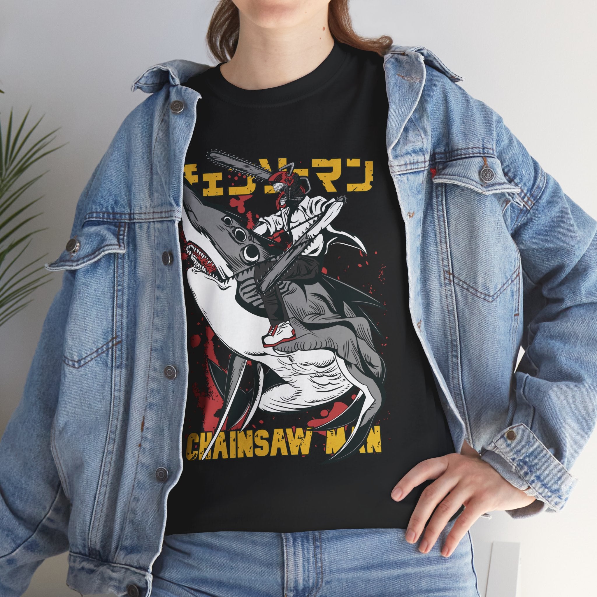 Chainsaw Man Graphic Tee — Anime Devil Hunter Shirt (Japanese Text)